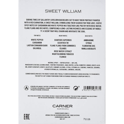 Parfum, Carner Barcelona, Sweet William, 100ml