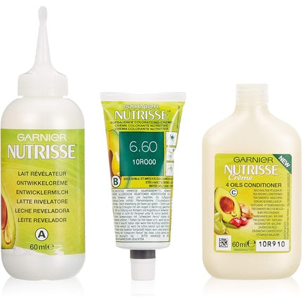Garnier Nutrisse, Intense Red (6.60), Kit vopsea par, cu uleiuri de fructe