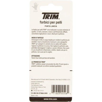 Foarfecă Skincare, Trim, model 72040, vârf lancetă, argintiu