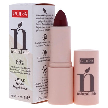 Ruj Pupa Milano Natural Side, model 007 Vibrant Mauve, culoare roz murat, capacitate 4g