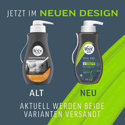Cremă epilatoare, Veet, Total Pro, 400 ml, negru