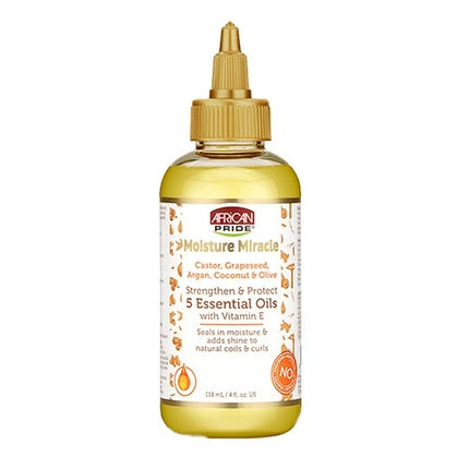 Ulei de Păr African Pride Moisture Miracle, 5 Uleiuri Esențiale, Castor, Grapeseed, Argan, Cocos & Măsline, 120ml