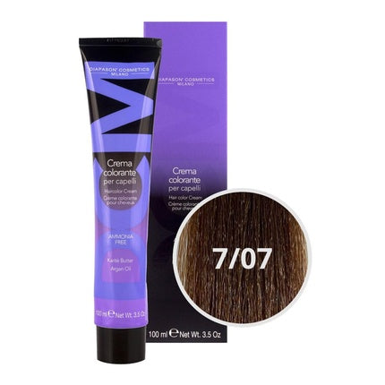 Crema colorantă pentru păr DCM Hair Color Cream, Ammonia Free, Culoare 7/07 Brown, 100ml