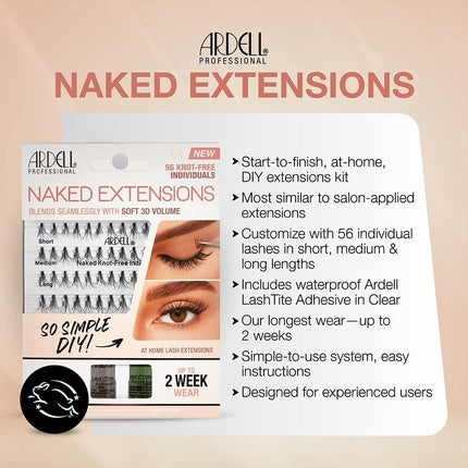 Kit extensii gene false Ardell Naked Extensions 3D Volume, 50g, negru
