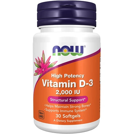Vitamina D-3 2000 IU, 30 capsule moi - NOW Foods
