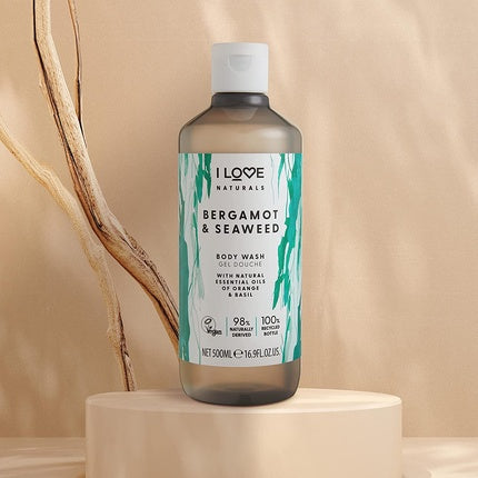 Gel de duș I Love Naturals cu bergamotă și alge marine, 500ml