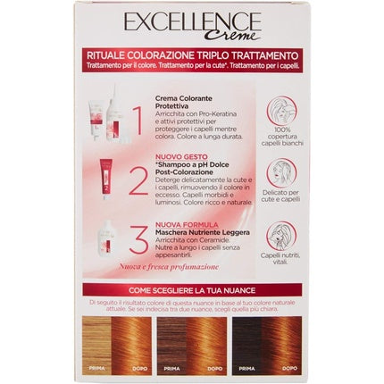 Vopsea de par, L'Oréal, Excellence 7.43, Aramiu Auriu