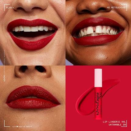 Ruj lichid mat NYX, Lip Lingerie XXL, Untamable roșu cărămiziu