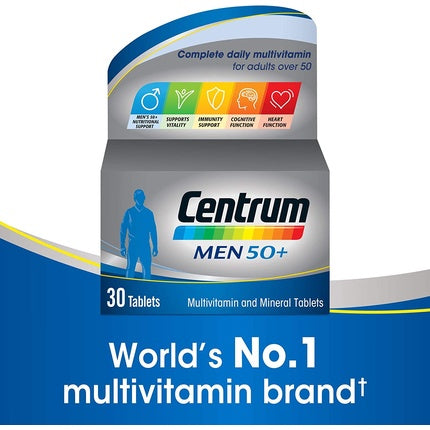 Complemente Alimentare, Centrum Men 50+, Tablete Multivitamine cu Minerale și Vitamina D3, Ambalaj 30 buc