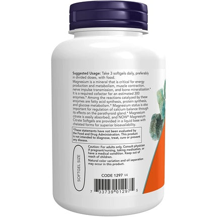 Supliment alimentar NOW Foods, Citrat de Magneziu Softgels, 90 buc