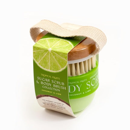 Pasta de exfoliere cu perie Tropical Fruits Coconut Lime, 150g, Verde