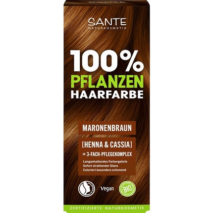 Henna pentru Păr, Sante Naturkosmetik, 08 Maro Nucă, Pudră de Henna, 130g