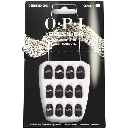 Unghii false, OPI, scurte, negru si argintiu