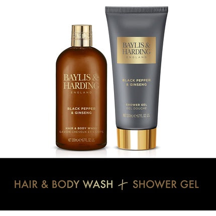 Set cadou baie, Baylis & Harding, Black Pepper & Ginseng, Negru/Auriu
