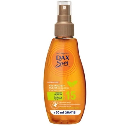 Ulei de soare spray DAX Sun Relaxing Suntan Oil cu Matcha Tea SPF 15, 200ml