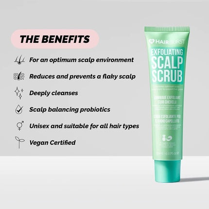 Scrub exfoliant scalp, Hair Burst, cu probiotice, mentol, bambus