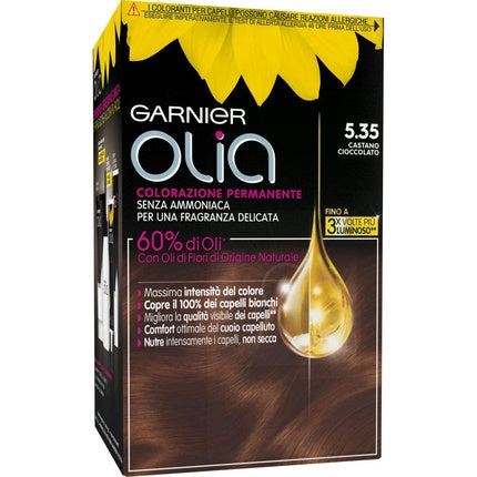 Vopsea de păr permanentă, Garnier Olia, 5.35 Maro Ciocolată, 200g