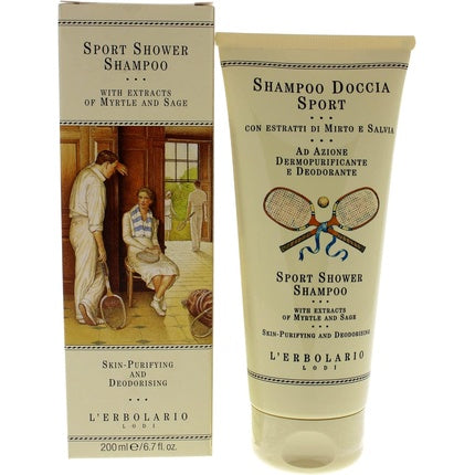 Gel de Duș Sport, L'Erbolario, cu Mirt și Salvie, 200ml, Crem