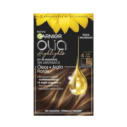 Kit de șuvițe Garnier Olia Highlights, pentru păr închis la culoare, fără amoniac, nuanța 7.3