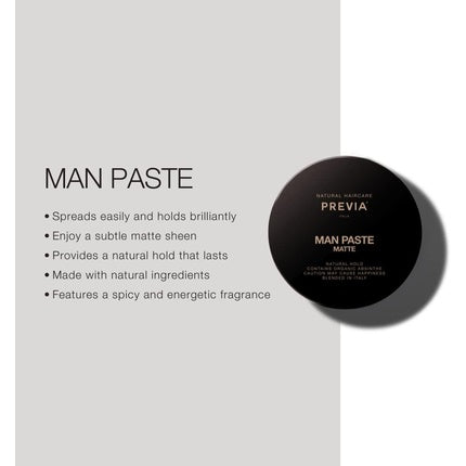 Pastă de styling Previa Man Paste Matte Natural Hold, 130g, cu Absinth