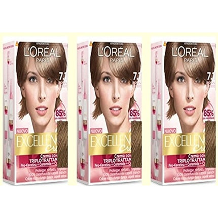 Vopsea de păr, L'Oréal Paris, Excellence Creme, Șaten Cenușiu 7.1