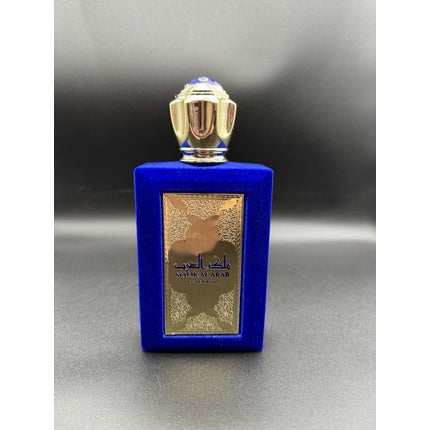 Eau de Parfum Malik Al Arab, 100 ml, design auriu cu capac argintiu, culoare albastru intens