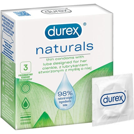 Prezervative Durex, Naturals, latex natural, 3 bucati