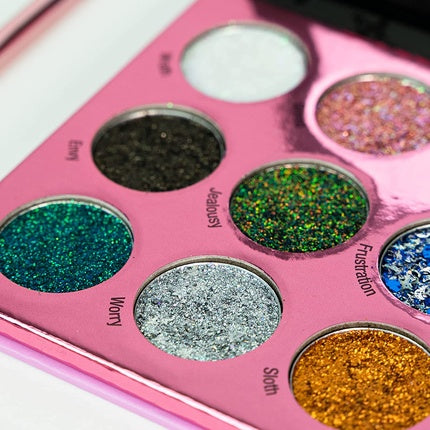 Rude Cosmetics Sin of Glittony Unicorn Glitter Eyeshadow Face Palette 15 Colors