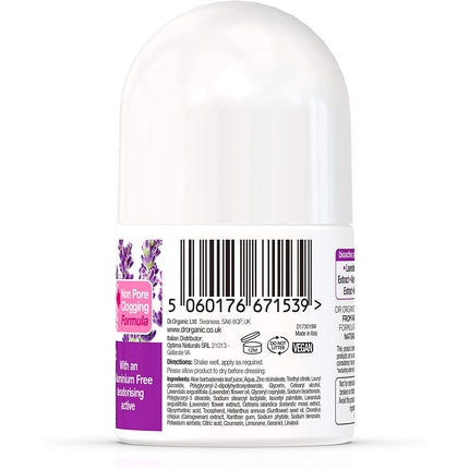 Dr Organic Lavender Deodorant Roll On, Bioactive Skincare, 50ml, Alb