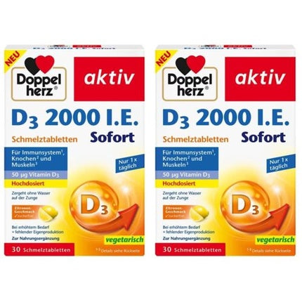 Tablete Doppelherz Vitamin D3 2000 I.E. pentru sistemul imunitar, 30 buc