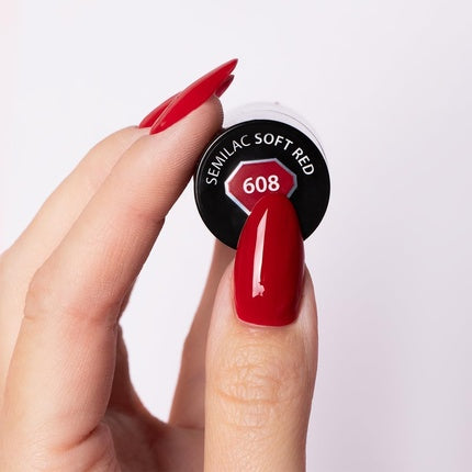 Semilac Soft Red UV Gel Polish, 608, roșu intens, 7ml
