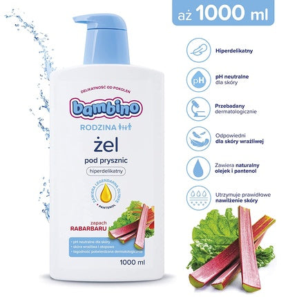 Gel de duș Bambino Family cu parfum de rubarbă, 1000 ml