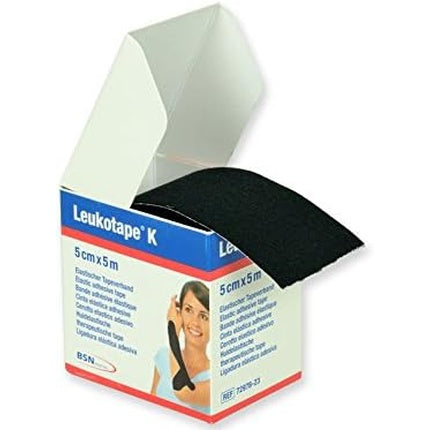 Bandă kinesiologică, Leukotape, negru, 5cm x 4.5m