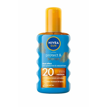 Ulei Solar Spray, Nivea Sun Protect & Bronze, SPF 20, 200 ml, Culoare Portocalie