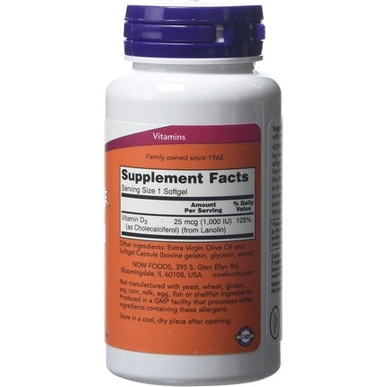 Vitamina D3, Now Foods, 1000 IU, 360 capsule