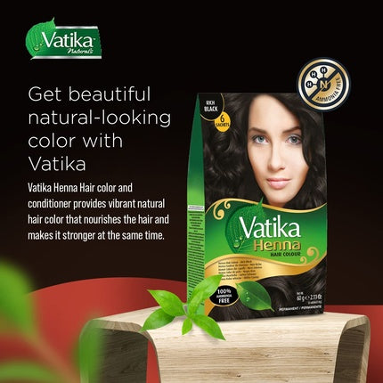 Vatika Henna Rich Black, Dabur, 6 săculețe x 10g, colorant păr natural