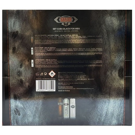 Set Parfum Cuba Black Originals, Eau de Toilette 1ml, Deodorant Spray 200ml, After Shave Balm 100ml, Set Masculin