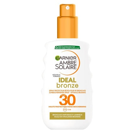 Spray de protector solar, Garnier, Ambre Solaire Ideal Bronze SPF 30, 200ml
