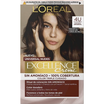 Vopsea de păr, L'Oréal Paris, Excellence Creme 4U, maro