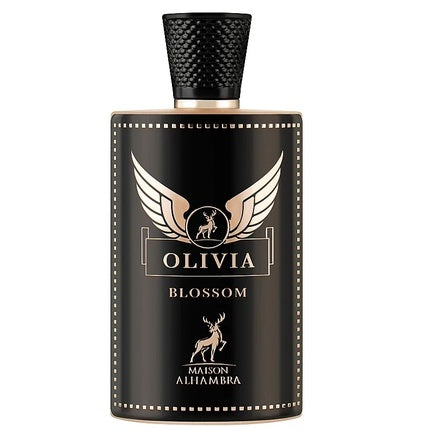 Maison Alhambra Olivia Blossom, Parfum de lux, 80ml, sticlă neagră cu elemente aurii, capac negru texturat