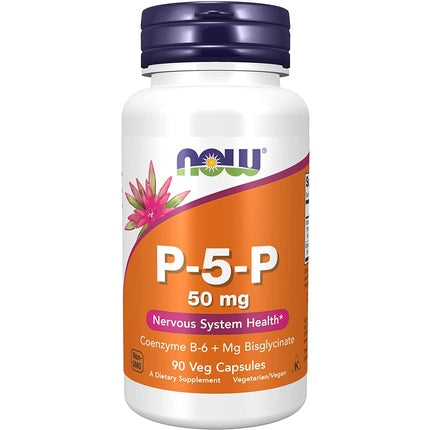 Supliment Alimentar, Now Foods, P-5-P 50 mg cu Vitamina B6 și Magneziu Bisglicinat, 90 Capsule Vegetale