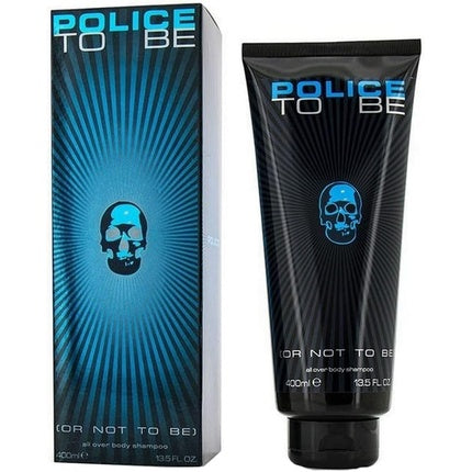 To Be Man by Police All Over Body Shampoo, 400ml, ambalaj negru cu grafică albastră