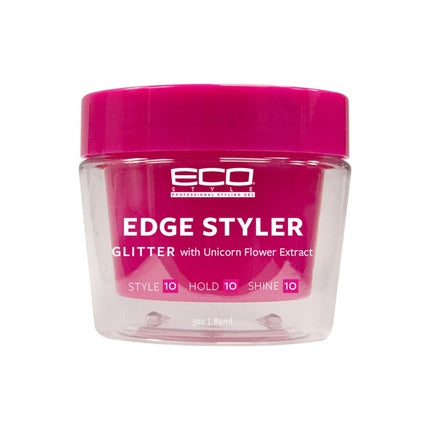 Eco Styler Edge Styler Gel, Glitter Strong Hold cu Extract de Unicorn Flower, Roz