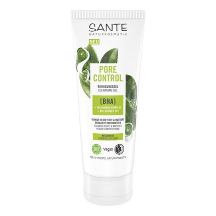 Gel de curățare Sante Naturkosmetik Pore Control BHA, 100 ml, cu extract de ceai verde