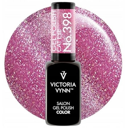 Vernis Gel Victoria Vynn, Cat Eye No.398, 8ml, roz cu sclipici