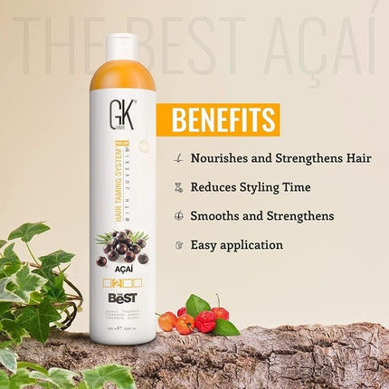 Ser par GK HAIR, Acai Best Vegan, Tratament netezire cu keratina, 1000ml