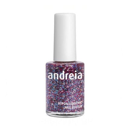 Lac de unghii Andreia Professional Nº 145, 14ml, hipoalergenic, efect glitter, culoare mov cu auriu