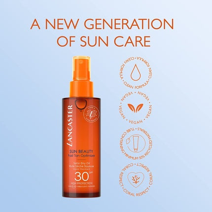 Ulei uscat SPF30, Lancaster Sun Beauty Fast Tan Optimizer, 150ml
