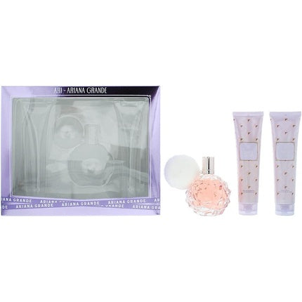 Set Cadou Parfum Ariana Grande, 100ml EDP + Body Lotion 100ml + Gel de Dus 100ml, Culoare Roz