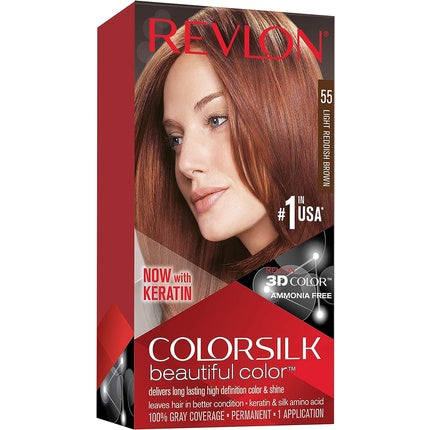 Vopsea de par permanenta, Revlon ColorSilk, 55 Saten Roscats Deschis, 60ml